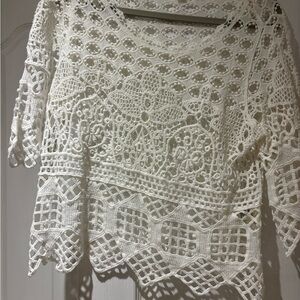 Ultra Pink White Crochet Lace Top